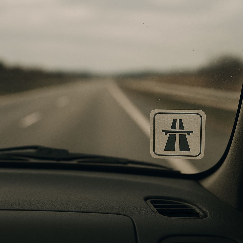 Reisesituation auf einer Schweizer Strasse mit Fokus auf Fahrzeug und Fahrtroute